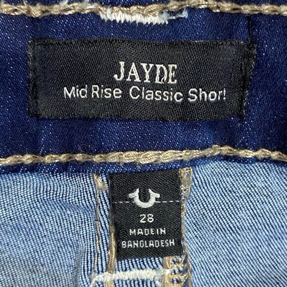 Designer True Religion Jayde Mid Rise Classic Short 28 dark wash rodeo western - Picture 4 of 12